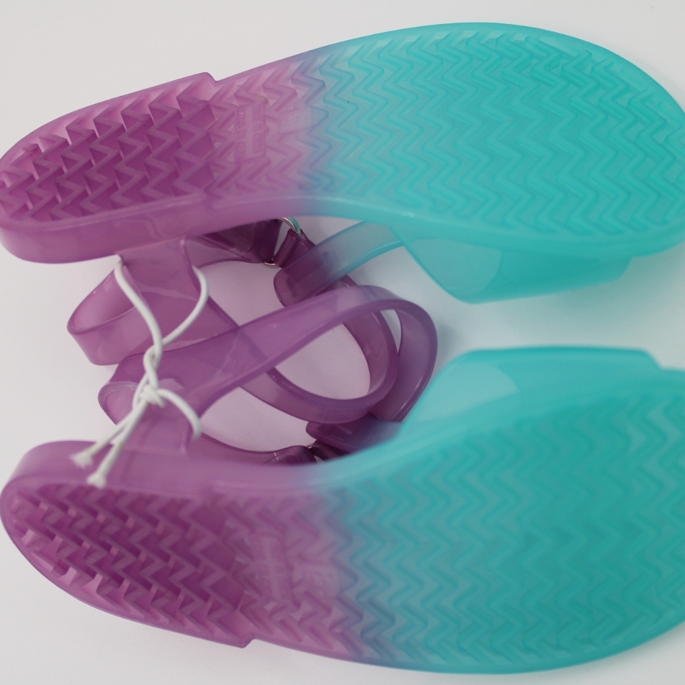 NWOT Old Navy Jelly T-Strap Sandals Size 8 – Purple/Teal Ombre - Picture 2 of 5